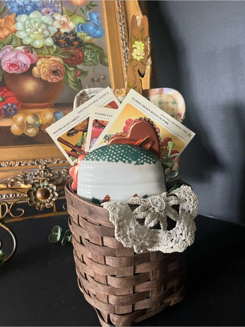Primitive Basket Vignette with Contents